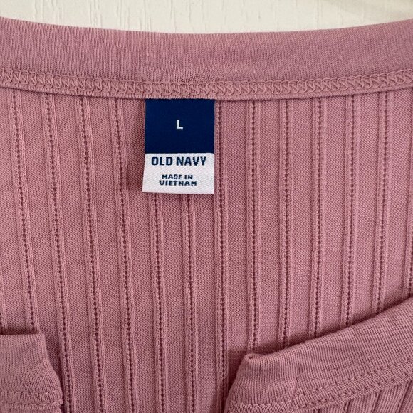 Old Navy Ribbed Knit Pajama Top Split V-neck Mauve Pink Size Large NEW - Picture 5 of 6